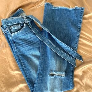 Distressed wide leg high rise Flying Monkey jeans